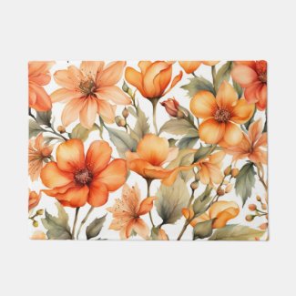 Red Wild Flowers Watercolor Art 