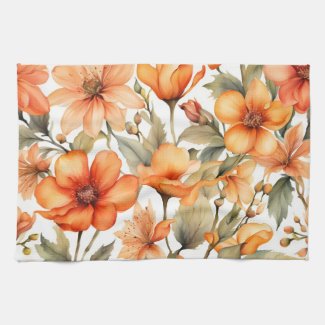 Red Wild Flowers Watercolor Art 