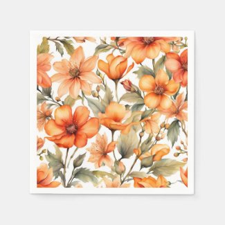 Red Wild Flowers Watercolor Art 