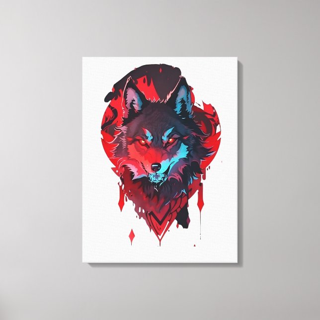 Red Wilderness: The Majestic Wolf Canvas Print (Front)