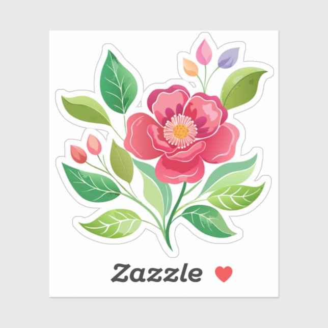 Red Wildflower Custom-Cut Vinyl Sticker (Sheet)