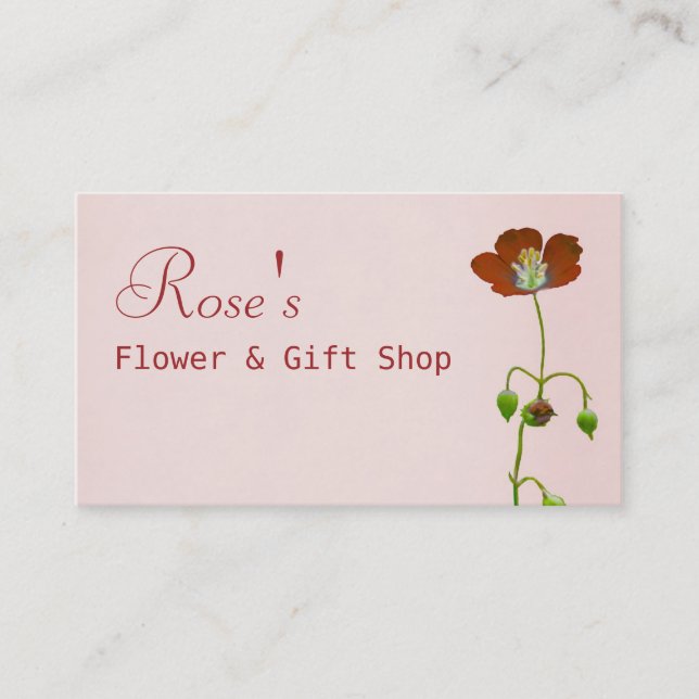 Red Wildflower Florist shop Business Card (Front)