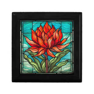 Red Wildflower in Stained Glass Gift Box
