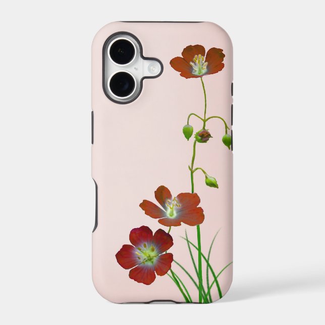 Red Wildflower Iphone Case (Back)