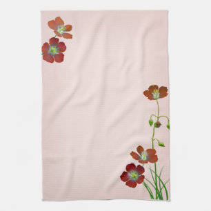 Red Wildflower Kitchen Towel