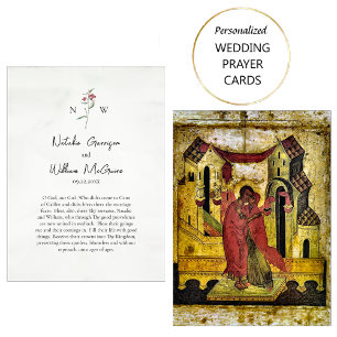 Red Wildflower Simple Orthodox Wedding Prayer Card