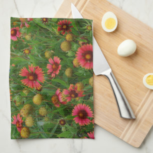 Red Wildflowers Kitchen Towel Red Flowers