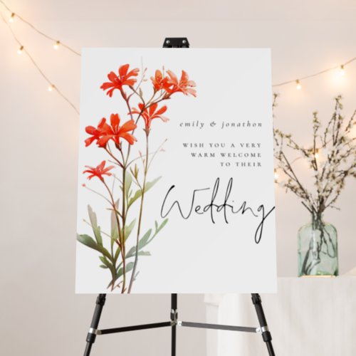 Red Wildflowers Names Welcome to Wedding Foam Board