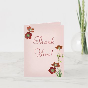 Red Wildflowers On Pink Wedding Thank You by Lasting__Impressions at Zazzle