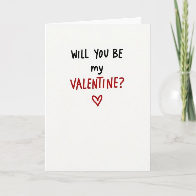 Red Will You Be My Valentine Card (Front)