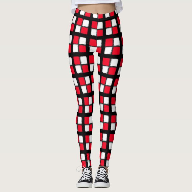 Red Windowpane Check Legging (Front)
