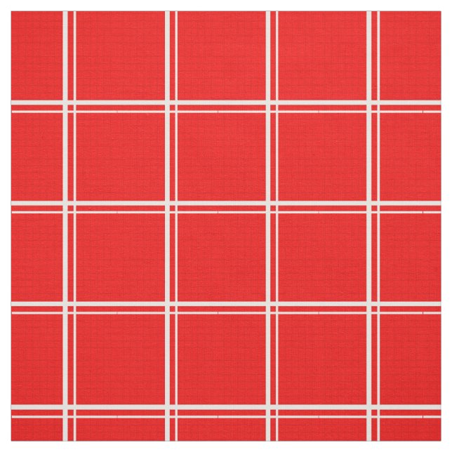 Red Windowpane Plaid Fabric (Swatch)
