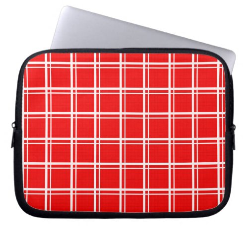 Red Windowpane Plaid Grid Stripes Pattern Design Laptop Sleeve