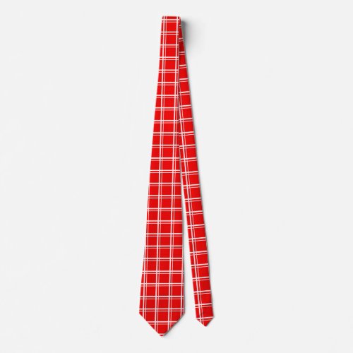 Red Windowpane Plaid Grid Stripes Pattern Design Neck Tie