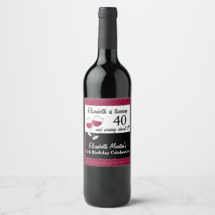 Red Wine, 40th Birthday Party Wine Label