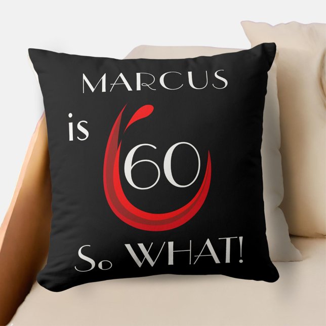 Red Wine 60 so what Funny 60th Birthday Throw Pillow (Creator Uploaded)