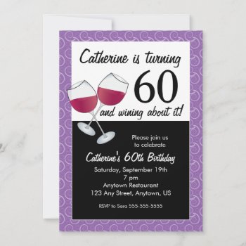 Red Wine  60th Birthday Party Invitation by daisylin712 at Zazzle