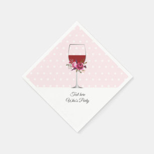 red wine, adult birthday, wedding, floral napkins