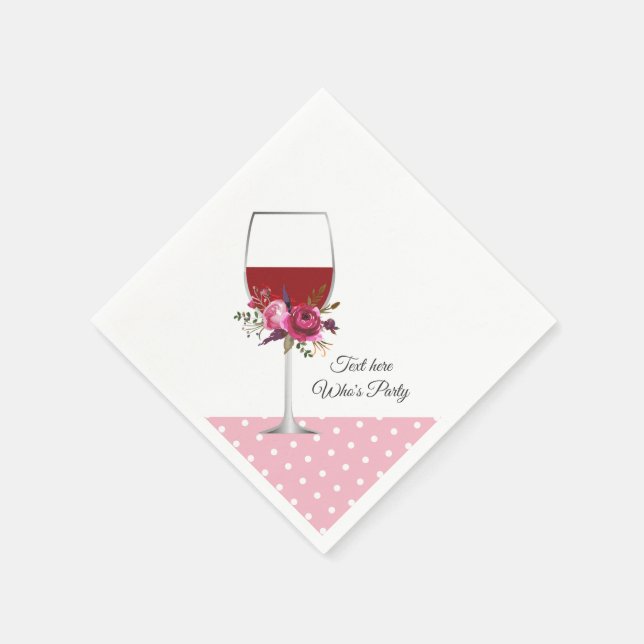 red wine, adult birthday, wedding, floral napkins (Corner)