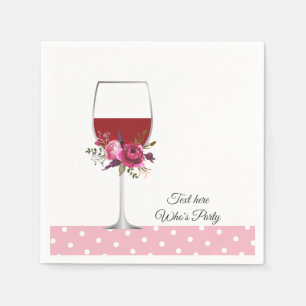 red wine, adult birthday, wedding, floral napkins