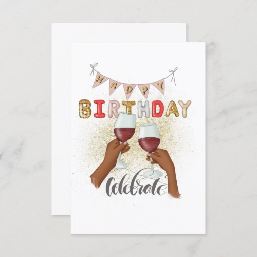 Red Wine African American Girl Birthday Invitation