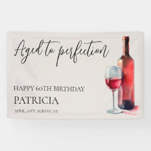 Red Wine Aged to Perfection 60th Birthday Party Banner