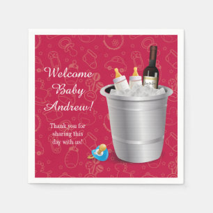 Red Wine and Baby Bottles Sip and See Napkins