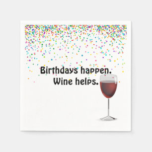 Red wine and birthday party confetti napkins