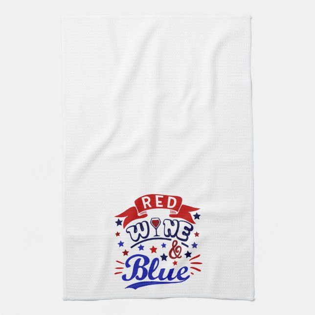 Red Wine and Blue Kitchen Towel (Vertical)