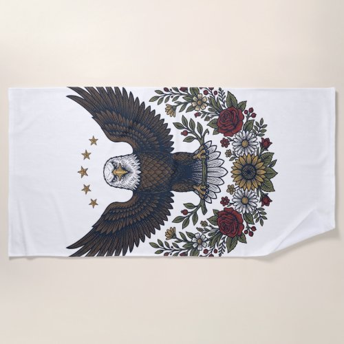 Red Wine and Blue Patriotic Wine Lover Beach Towel