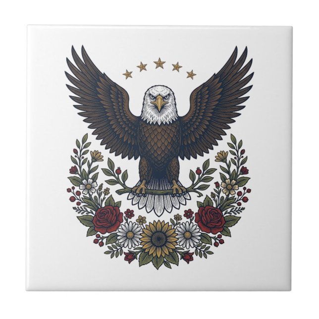 Red Wine and Blue Patriotic Wine Lover Ceramic Tile (Front)