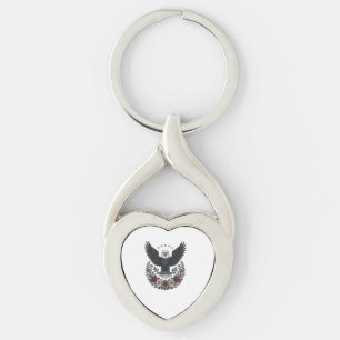 Red Wine and Blue Patriotic Wine Lover Keychain