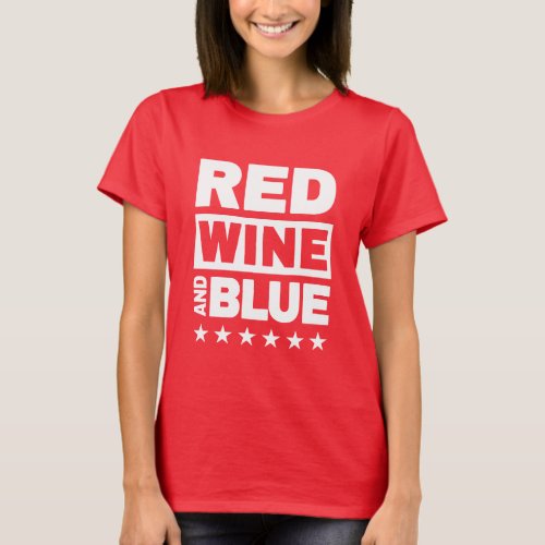 Red Wine and Blue Patriotic Women T_Shirt
