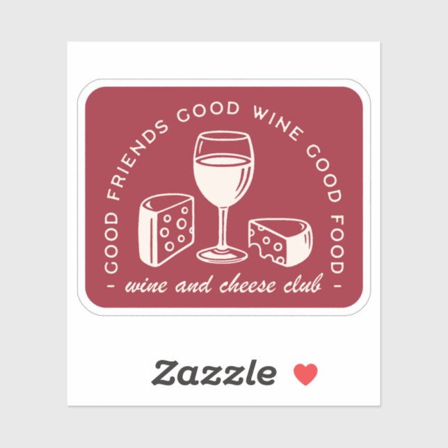 Red wine and cheese lover aesthetic sticker (Sheet)