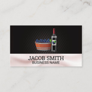 Red Wine and Grape Bucket Silk Drapery Business Card
