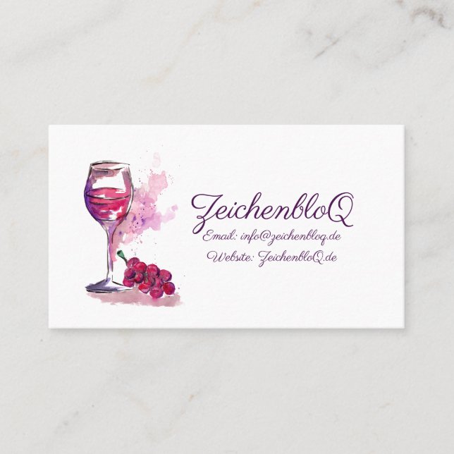 Red Wine and Grapes Business Card (Front)