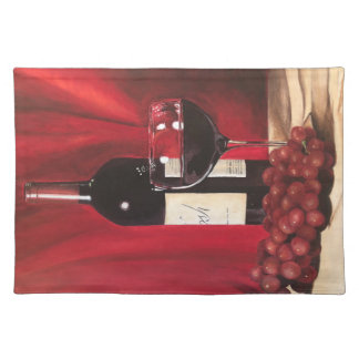 Red wine and grapes cloth placemat