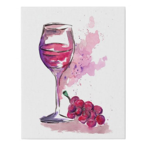 Red Wine and Grapes Faux Canvas Print