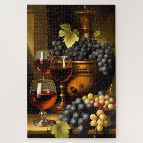 Red Wine And Grapes Jigsaw Puzzle