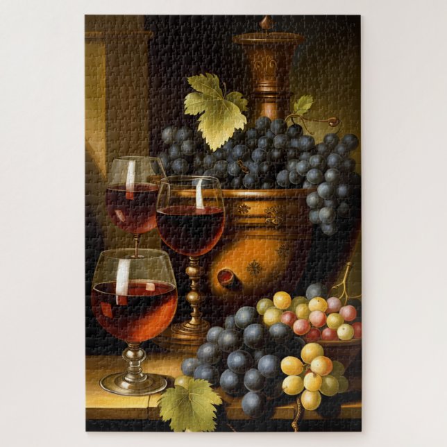 Red Wine And Grapes Jigsaw Puzzle (Vertical)