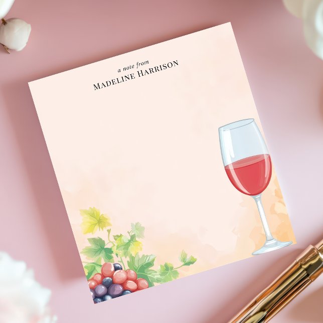 Red Wine and Grapes Vineyard Personalized Name Notepad (Creator Uploaded)