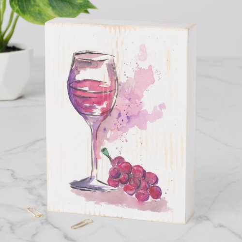 Red Wine and Grapes Wooden Box Sign