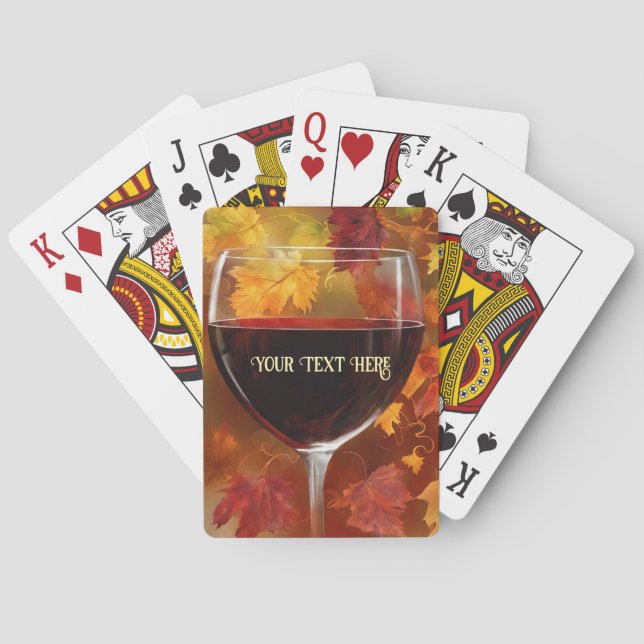 Red Wine and Harvest Foliage Pretty Poker Cards (Back)