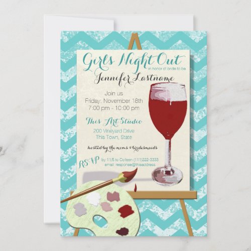 Red Wine and Painting Art Party Card