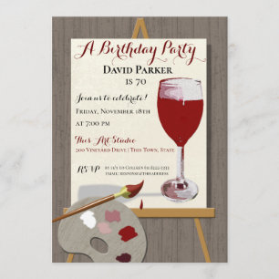 Red Wine and Painting Art Party Invitation