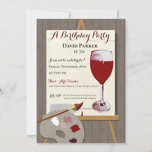 Red Wine and Painting Art Party Invitation | Zazzle