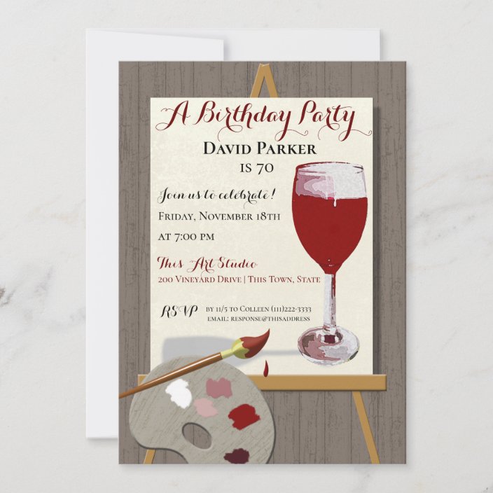 Red Wine and Painting Art Party Invitation