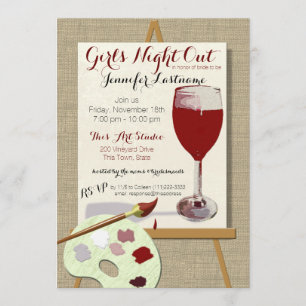 Red Wine and Painting Art Party Invitation