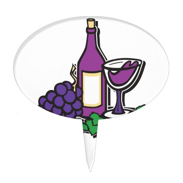 Red Wine and Purple Grapes Cake Topper (Front)