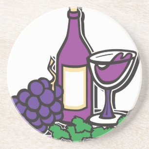Red Wine and Purple Grapes Coaster